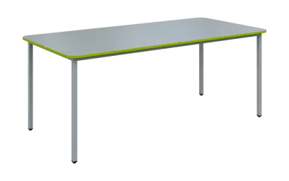 JSBR 190N Jídelní stůl 1900 x 900 mm, deska šedá s hranou jarní zeleň / podnož stříbrná